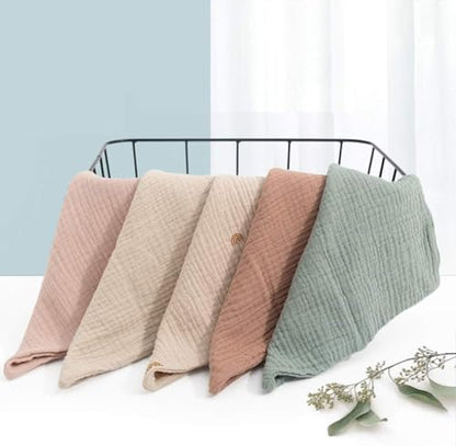 Nisstiiv Baby Washcloths Muslin Cotton Face Towels, Burp Cloth, Saliva Towel, Handkerchief for Newborns Infants, 5 Pack, GGBHN09