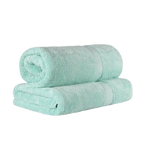 SUPERIOR Egyptian Cotton Pile Heavyweight Bath Sheet, 2 Piece Set, Sea Foam | Highly Absorbent, Ultra Soft Luxury 800 GSM Towel Set for Bathroom, Shower, Hotel Essentials Oversize Plush Madeline Towels - color: Sea Foam, size: Bath Sheet 2-Pack