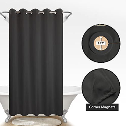 River Dream Extra Long No Hook Black Shower Curtain or Liner Soft Microfiber - 84" Length Fabric Shower Curtain Liner Set, Machine Washable & Water Repellent, Black, 71x86 - color: Black, size: 71"W x 86"L (Pack of 1)