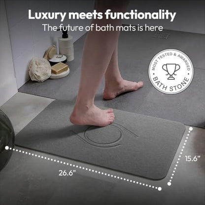 Stone Bath Mat, Non-Slip Quick-Dry, 2 Coasters Included