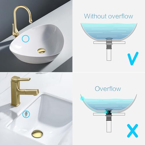 KAIYING Pop Up Drain Without Overflow, Bathroom Vessel Sink Drain | NO Overflow, Detachable Basket Drain Stopper Assembly, Anti-Clogging & Anti-Explosion Drain Strainer, Brushed Champagne Gold - color: Brushed Champagne Gold, style: NO Overflow