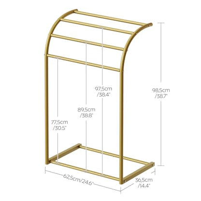 Free Standing Towel Rack, 4-Tier Blanket Rack for Bathroom, Pool Towel Stand Display and Drying Rack, Modern Towel Blanket Storage Organizer, Gold CJ07GD - color: Gold