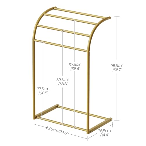 Free Standing Towel Rack, 4-Tier Blanket Rack for Bathroom, Pool Towel Stand Display and Drying Rack, Modern Towel Blanket Storage Organizer, Gold CJ07GD - color: Gold
