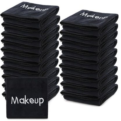DEAYOU 20 Pack Makeup Towels Black, Soft Microfiber Washcloths for Face, 13" x 13" Quick Dry Makeup Remover Cloth, Reusable Facial Towels for Cleansing Hand, Hosts, Women, Skin Care, Bathroom