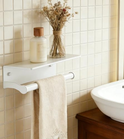 White Paper Towel Holder Wall Mount with Thickened Shelf for Bathroom,Matte White Adhesive Hand Towel Holder,Bathroom Kitchen RV - color: White, size: Thick