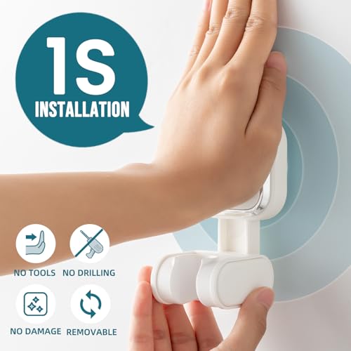 TAILI Shower Head Holder Suction,Adjustable Height & Angle,Universal,White | bathroom handheld shower wand bracket,no-drill removable waterproof,round,plastic,wall mounted,kids,pets,4.5" - color: White, size: Square