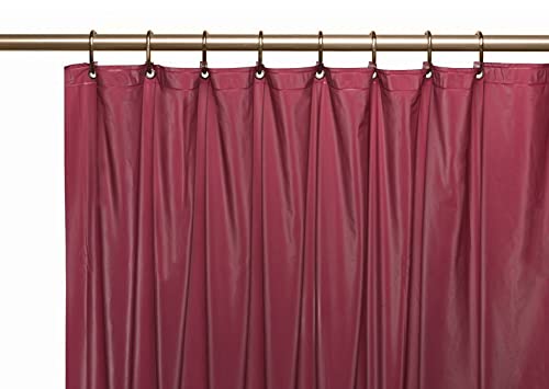 Elegant Heavy Duty Vinyl Shower Curtain Liner with 12 Metal Grommets Burgundy - color: Burgundy