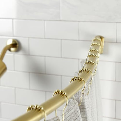 Kingston CC6727 Single Curved Shower Curtain Rod, Brushed Brass