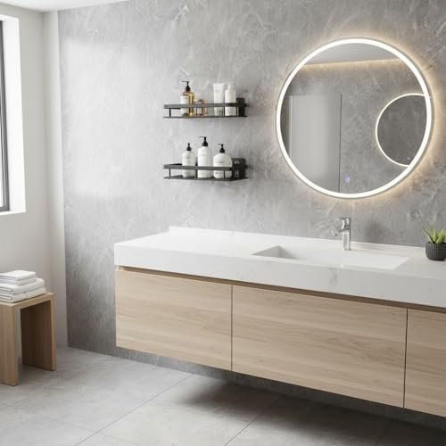 Wall-mounted Shower Rack, Large Capacity, No-drill Installation, Floating Shelf for Bathroom and Kitchen, Space-saving, Easy to Install, Used to Store Toiletries, Cosmetics and Miscellaneous Items