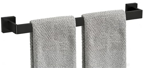 24 Inch Bathroom Towel Bar SUS304 Stainless Steel Matte Black Towel Holder Wall Mounted Heavy Duty Towel Rack Bathroom Towel Rod Modern Square Base Design(1, Matte Black, 24 Inch) - color: Matte Black, size: 24 Inch