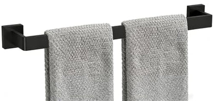 24 Inch Bathroom Towel Bar SUS304 Stainless Steel Matte Black Towel Holder Wall Mounted Heavy Duty Towel Rack Bathroom Towel Rod Modern Square Base Design(1, Matte Black, 24 Inch) - color: Matte Black, size: 24 Inch