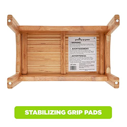 Growing Up Green Bamboo Bathroom Step Stool for Kids Using the Toilet and Sink - Kids Step Stool, Potty Training, Non-Slip, Bathroom, Kitchen, Lightweight