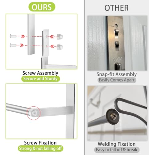 Over The Door Towel Rack, Over Door Towel Racks for Bathroom, Towel Rack with Hooks for Door Hanging, Towel Holder Over The Door Towel Bar 24Inch, Brushed Nickel - size: 24 Inch