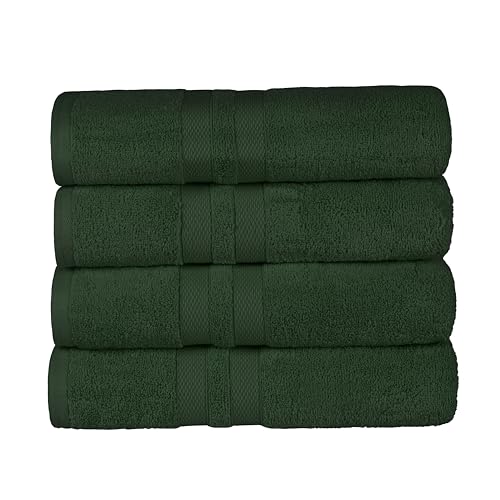 Superior Ultra-Soft 4-Piece Cotton Bath Towel Set, Home Essentials Includes 4 Bath Towels, Absorbent Towels for Daily Use, Guest/Master Bathroom Decor, Shower Basics, Quick Dry - Forest Green - color: Forest Green, size: Bath Towel (4-Pack)