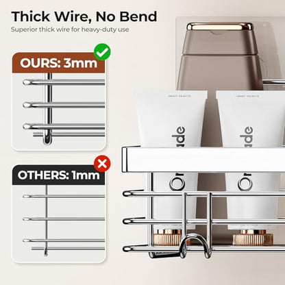 Orimade Adhesive Shower Caddy Soap Dish Holder Shelf with 5 Hooks Bathroom Organizer Basket Kitchen Storage Rack Wall Mounted No Drilling Stainless Steel - 3 Pack,Silver - color: Silver - 2 Pack with Soap Dish