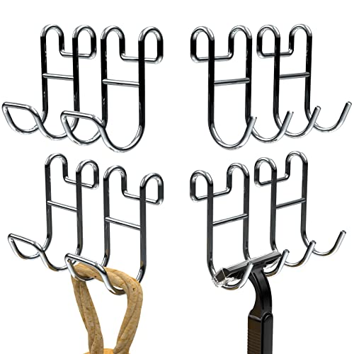 Shower Caddy Hooks, Razor Hanger for Shelf and Loofah (Silver - 4 Closed 4 Open) - color: Silver - 4 Closed 4 Open