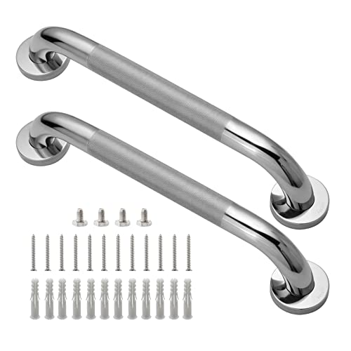 Rockgoya Shower Grab Bar, 2 Pack 16 Inch Bathroom Grab Bar, 304 Stainless Steel 1.25" Diameter Anti-Slip Handicap Grab Bar Support Shower Rail Senior Handrail Shower Safety Bar Handle - size: 16 Inch