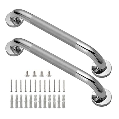 Rockgoya Shower Grab Bar, 2 Pack 16 Inch Bathroom Grab Bar, 304 Stainless Steel 1.25" Diameter Anti-Slip Handicap Grab Bar Support Shower Rail Senior Handrail Shower Safety Bar Handle - size: 16 Inch