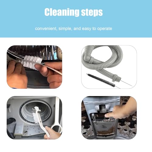 Washing Machine Cleaning Brush,Dryer Vent Cleaner Kit,Crevice Brush for Bathroom, Shower & Kitchen - Scrub Brushes with Long Handle,Household Cleaning Tools Tile, Bathtub, Sink, Grout Cleaning Brushes | Crevice Brush for Bathroom, Shower & Kitchen Scrub B