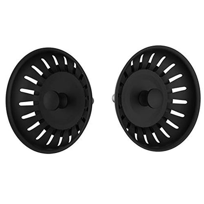 KANARY Stainless Steel Sink Strainer with Rubber Stopper (2-Pack, Matte Black) - color: Matte Black, size: 2-pack