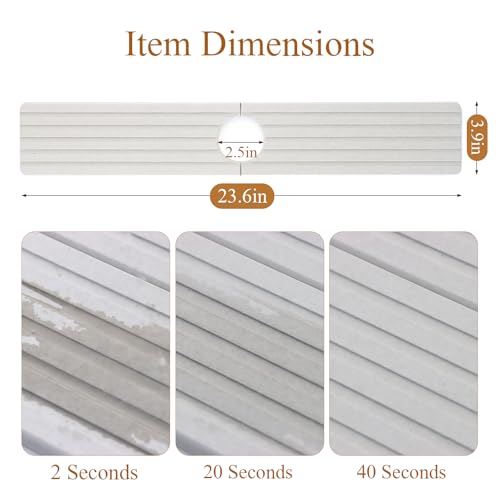 Diatomite Stone Faucet Mat for Kitchen Sink, 23.6 Inch Fast Drying Splash Guard, Super Absorbent Sink Tray Caddy for Dish Soap & Sponge, Bathroom Counter Protector & Organizer, White