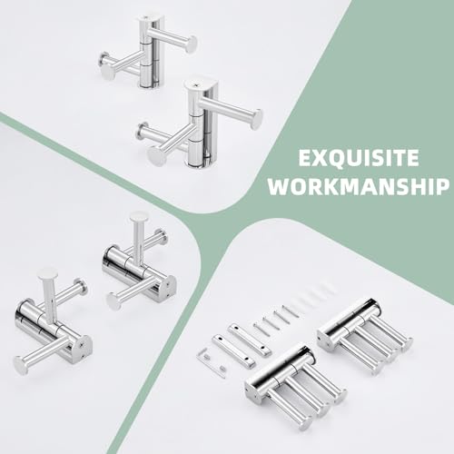 Suyar Swivel Towel Hook, Bathroom Robe Holder with 3 Arms, Polished Chrome | 2 Pack, SUS304 Stainless Steel, Wall Mounted - color: Polished Chrome, size: 2 Pack