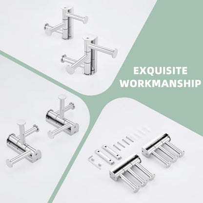 Suyar Swivel Towel Hook, Bathroom Robe Holder with 3 Arms, Polished Chrome | 2 Pack, SUS304 Stainless Steel, Wall Mounted - color: Polished Chrome, size: 2 Pack