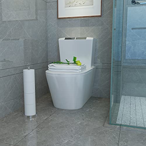 ROLABAM Toilet Paper Holder Stand with Reserve Function, Free Standing Toilet Paper Holder for Bathroom, Space Toilet 4 Rolls Toilet Paper Storage 22.5" Height (2 Pack, Chrome) - color: Poilshed Chrome-2pcs