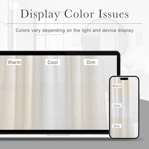 KGORGE Natural Linen Shower Curtain for Bathroom - Linen Blend Button Hole Semi Sheer Lightweight Waterproof Shower Curtains for Bathtub, 54 x 78 inches Long, Hooks Included | Semi-Sheer Waterproof Fabric Lightweight Button Hole for Bathtub, 12 Rust-Proof