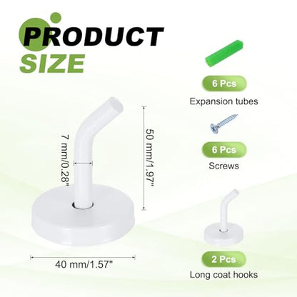 uxcell 2Pcs 2 Inch Coat Hooks, Stainless Steel Long Nose Wall Mount Hook, Robe Towel Hangers with Screws for Livingroom Bathroom Closets and Wardrobe, White - color: White, size: 2 Inch