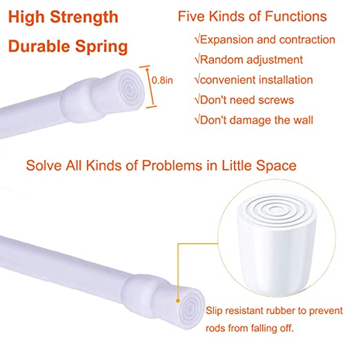 2 Pack Small Tension Rods 26 in to 39 Curtain Rods Window Rods in Extendable Width Spring Cupboard Bars for Kitchen Utensils, Closet, and Cabinet, Fit in The Spaces to Stay Up 26 to 39 in - color: White, size: 26" to 39"-2PCS