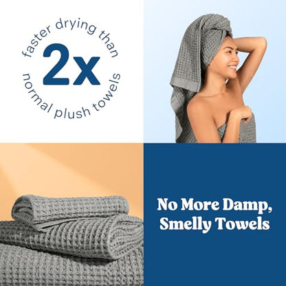 ONSEN Supima® Waffle Face Towels, Quick Dry Lint Free 100% USA Cotton, Lightweight Absorbent Face Towel Set, 12x12 in (Cinder Grey, Face Towel 2-Pack) - color: Cinder Grey, size: Face Towel 2-Pack