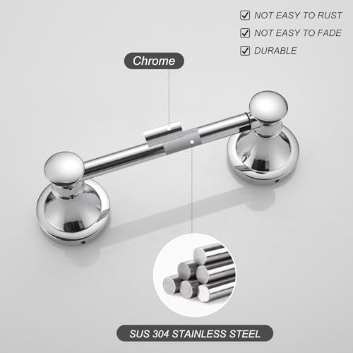 Bathroom Toilet Paper Holder Wall Mount Tissue Holder Polished Chrome | Rustproof Toilet Tissue Roll Holder, Flexible Double Post Pivoting Handle, Bathroom Accessories SUS304 Stainless Steel - color: Polished Chrome