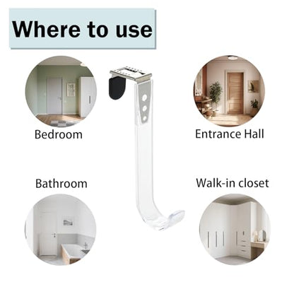 NewTalent Set of 2pcs Adjustable Over the Door Hooks for Hanging, for Living Room, Bathroom, Bedroom, Kitchen Hanging Clothes, Towels, Hats, Coats, Bags - style: Traditional