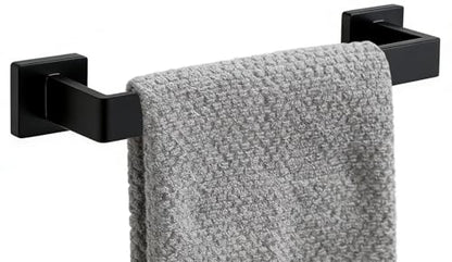 12 Inch Bathroom Towel Bar SUS304 Stainless Steel Matte Black Towel Holder Wall Mounted Heavy Duty Towel Rack Bathroom Towel Rod Modern Square Base Design(1, Matte Black, 12 Inch) - color: Matte Black, size: 12 Inch