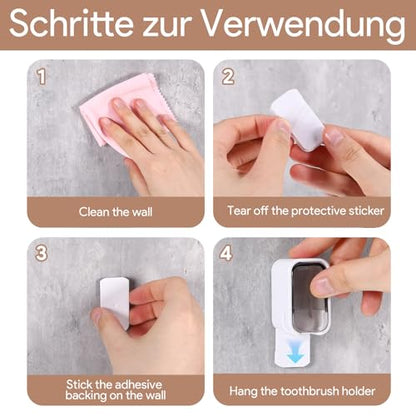 4 PCS Toothbrush Holder Wall Mounted with Cover, Electric Toothbrush Holders for Bathroom (Single-Slot Design), Moisture-Proof and Dust-Proof Organizer for Home and Travel Use(Gray,Brown) - color: Brown,grey