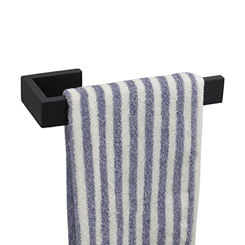TocTen Hand Towel Holder/Towel Ring - Thicken SUS304 Stainless Steel Bathroom Hand Towel Hanger, 9 Inch Heavy Duty Wall Mounted Towel Rack, Square Hand Towel Bar for Bathroom Hardware (Black, 9 in) - color: Black, size: 9 IN