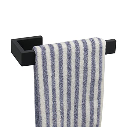 TocTen Hand Towel Holder/Towel Ring - Thicken SUS304 Stainless Steel Bathroom Hand Towel Hanger, 9 Inch Heavy Duty Wall Mounted Towel Rack, Square Hand Towel Bar for Bathroom Hardware (Black, 9 in) - color: Black, size: 9 IN