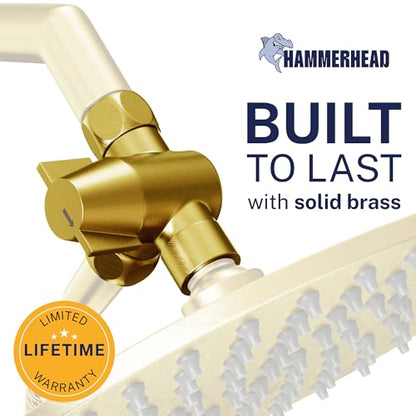 HammerHead Showers® Solid Metal 3 Way Shower Diverter Valve - Shower Arm Diverter Connects Fixed and Hand Held to Shower Arm - Shower Diverter for Dual Shower Head - Shower Splitter - Brushed Gold - color: Brushed Gold