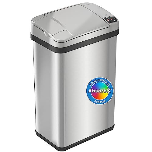 iTouchless 4 Gal Nursery Waste Bin | Touchless Sensor Trash Can | Steel | Wave-Open Lid Needs No Touch | Whisper-Quiet Close | Larger Capacity Means Fewer Takeouts | Scent Cartridge Included Free - color: Silver