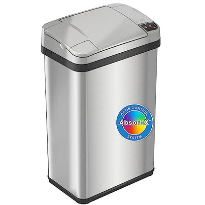 iTouchless 4 Gal Nursery Waste Bin | Touchless Sensor Trash Can | Steel | Wave-Open Lid Needs No Touch | Whisper-Quiet Close | Larger Capacity Means Fewer Takeouts | Scent Cartridge Included Free - color: Silver