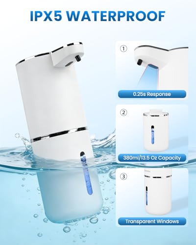 Automatic Foaming Soap Dispenser, Touchless, White | USB Rechargeable, 4 Adjustable Volume, Clog-Free, Soap Waste Reduction, Easy for Toddlers - color: White