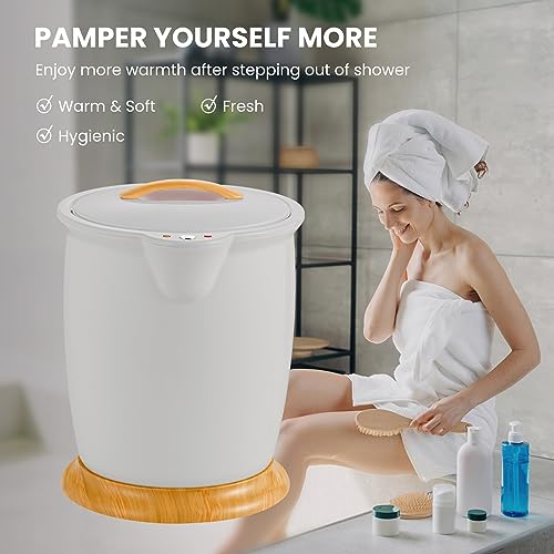 WELLHUT Towel Warmer Bucket Towel Warmers for Bathroom with Fragrance Holder, Luxury Spa Hot Towel Warmer, Towel Heater, Auto Shut Off, Holds Two 40"X70" Oversized Towels, Bathrobes, Blankets - color: Grey, size: 20 L