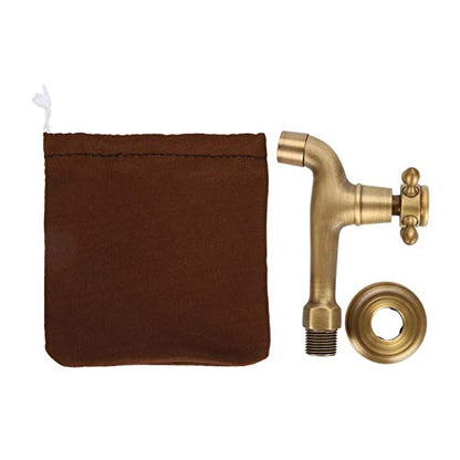 European Wall Mounted Vintage G1/2" Solid Brass Faucet Single Cold Water Tape for Kitchen Sink Mop Pool(L)