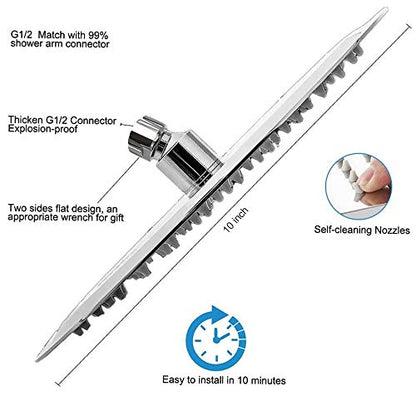NearMoon Rain Shower Head, Ultra-Thin Design-Pressure Boosting, Awesome Some Experience, High Flow Stainless Steel Rainfall Head (10 Inch, Chrome Finish) - color: Chrome Finish, size: 10 Inch