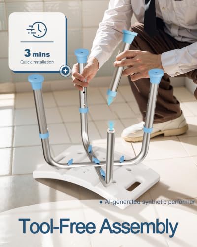 HOMLAND Shower Chair for Inside Shower, Adjustable Height Shower Stool | Shower Seat for Inside Tub Bathroom Bench Bath Chair for Elderly and Disabled, Lightweight Aluminum Frame - Light Blue - color: Light Blue