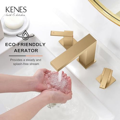 Champagne Bronze Widespread Bathroom Faucet 3 Hole Vanity Faucet | Bathroom Sink Faucet with Pop Up Drain & Supply Lines, Lead-Free cUPC & NSF Certified, 8 Inch Faucet for Vanity Restroom Sink - color: Champagne Bronze