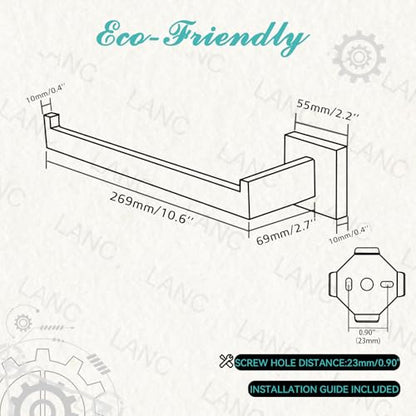 LANC Left Side Bathroom Hand Towel Holder Brushed Nickel Hand Towel Bar 10 Inche Square Towel Ring for Kitchen Bathroom Wall Mount Stainless Steel Modern Towel Racks Hanger, A8806BN-LF - color: Brushed Nickel, size: 1 Pack(Left Hand)