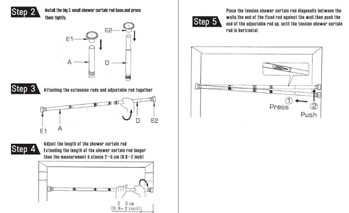 Black Shower Curtain Rod 31 to 80 Inch,Adjustable Heavy Duty Spring Tension Shower Rod,Telescoping Rod,No Drilling - color: Black, size: 31 to 80