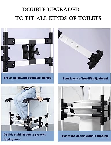 Freestanding Toilet Safety Rail - Adjustable Width and Height to fit Any Toilet, Toilet e for Seniors and Foldable Grab with Padded Handles (Black) - color: Black